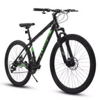 Bicicleta de montaña Okak de 27 pulgadas con horquilla de suspensión y cuadro de aluminio, bicicleta de tierra de 21 velocidades con freno de disco, bicicleta para adultos para hombres y y mujeres