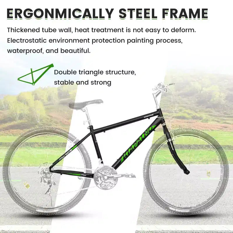 Bicicleta de Montaña Okak 24IN con Cuadro de Acero al Carbono, Bicicleta para Niños de 21 Velocidades con Doble Freno V y Asiento Ergonómico, Bicicleta para Viajes Diarios y Ocio