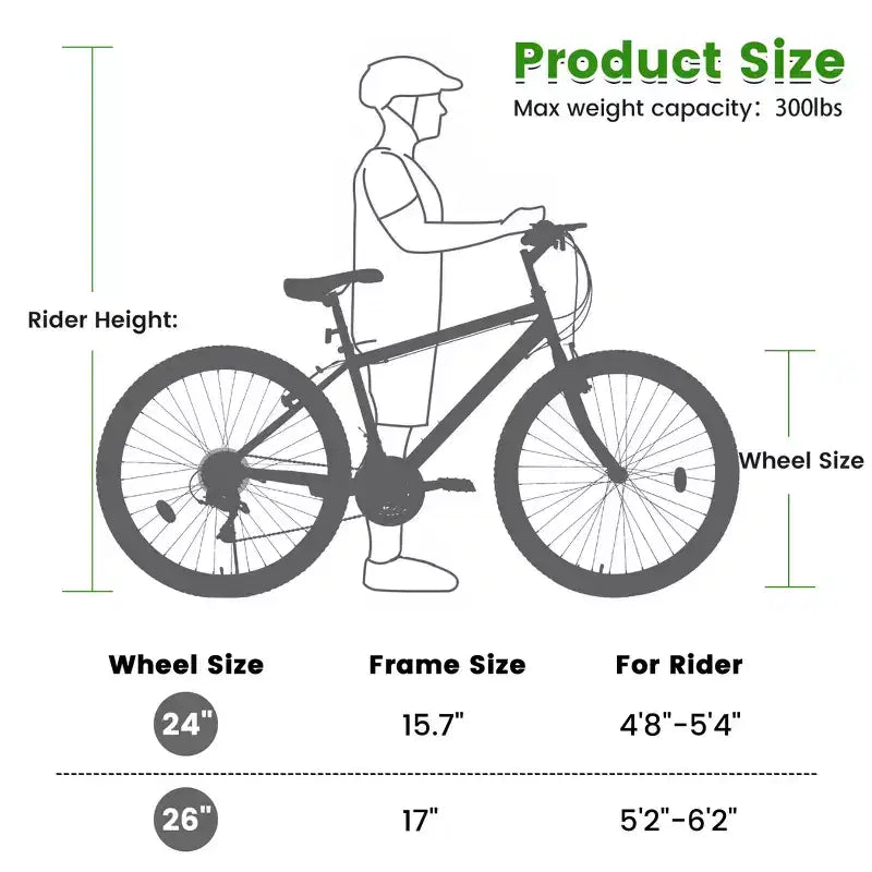 Bicicleta de Montaña Okak 24IN con Cuadro de Acero al Carbono, Bicicleta para Niños de 21 Velocidades con Doble Freno V y Asiento Ergonómico, Bicicleta para Viajes Diarios y Ocio