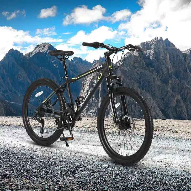 Bicicleta de montaña Okak de 24 pulgadas con cuadro de acero, bicicleta para niños con Shimano de 21 velocidades, frenos de disco dobles y suspensión delantera, bicicleta para adolescentes