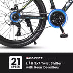 Bicicleta de montaña Okak de 24 pulgadas con cuadro de acero, bicicleta para niños con Shimano de 21 velocidades, frenos de disco dobles y suspensión delantera, bicicleta para adolescentes