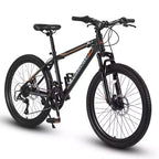 Bicicleta de montaña Okak de 24 pulgadas con cuadro de acero, bicicleta para niños con Shimano de 21 velocidades, frenos de disco dobles y suspensión delantera, bicicleta para adolescentes