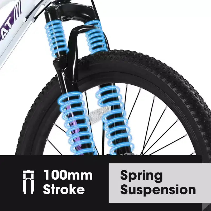 Bicicleta de montaña Okak 24/26IN con 21 velocidades y doble freno de disco, bicicleta para niños con suspensión delantera de 100 mm, bicicleta de tierra para adolescentes y mujeres