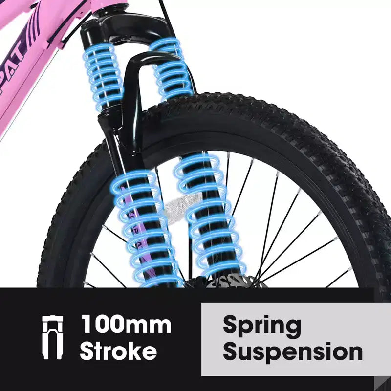 Bicicleta de montaña Okak 24/26IN con 21 velocidades y doble freno de disco, bicicleta para niños con suspensión delantera de 100 mm, bicicleta de tierra para adolescentes y mujeres