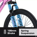 Bicicleta de montaña Okak 24/26IN con 21 velocidades y doble freno de disco, bicicleta para niños con suspensión delantera de 100 mm, bicicleta de tierra para adolescentes y mujeres
