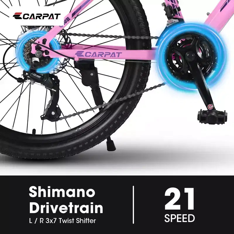 Bicicleta de montaña Okak 24/26IN con 21 velocidades y doble freno de disco, bicicleta para niños con suspensión delantera de 100 mm, bicicleta de tierra para adolescentes y mujeres