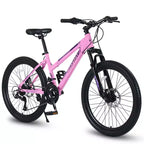Bicicleta de montaña Okak 24/26IN con 21 velocidades y doble freno de disco, bicicleta para niños con suspensión delantera de 100 mm, bicicleta de tierra para adolescentes y mujeres