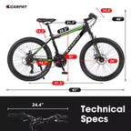 Bicicleta de montaña Okak de 26 pulgadas con 21 velocidades y frenos de disco, bicicleta de tierra para niños con cuadro de acero de alto carbono, bicicleta para hombres, adultos y adolescentes