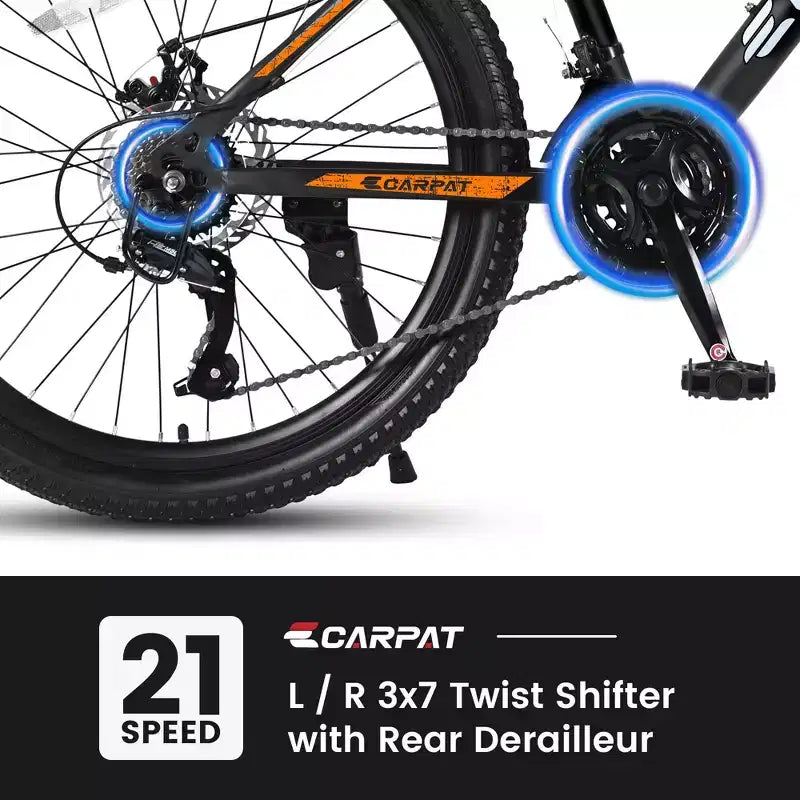 Bicicleta de montaña Okak de 26 pulgadas con 21 velocidades y frenos de disco, bicicleta de tierra para niños con cuadro de acero de alto carbono, bicicleta para hombres, adultos y adolescentes