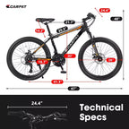 Bicicleta de montaña Okak de 26 pulgadas con 21 velocidades y frenos de disco, bicicleta de tierra para niños con cuadro de acero de alto carbono, bicicleta para hombres, adultos y adolescentes