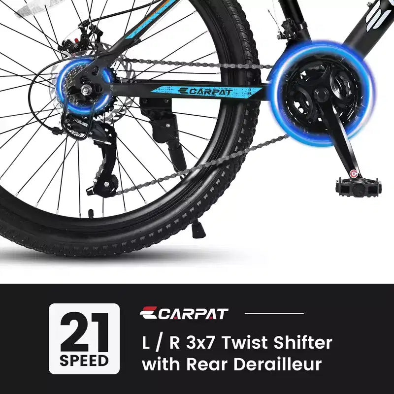 Bicicleta de montaña Okak de 26 pulgadas con 21 velocidades y frenos de disco, bicicleta de tierra para niños con cuadro de acero de alto carbono, bicicleta para hombres, adultos y adolescentes