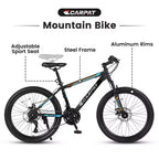 Bicicleta de montaña Okak de 26 pulgadas con 21 velocidades y frenos de disco, bicicleta de tierra para niños con cuadro de acero de alto carbono, bicicleta para hombres, adultos y adolescentes