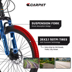 Bicicleta de montaña Okak de 26 pulgadas con 21 velocidades y frenos de disco, bicicleta de tierra para niños con cuadro de acero de alto carbono, bicicleta para hombres, adultos y adolescentes