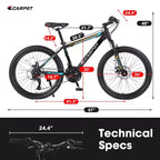Bicicleta de montaña Okak de 26 pulgadas con 21 velocidades y frenos de disco, bicicleta de tierra para niños con cuadro de acero de alto carbono, bicicleta para hombres, adultos y adolescentes