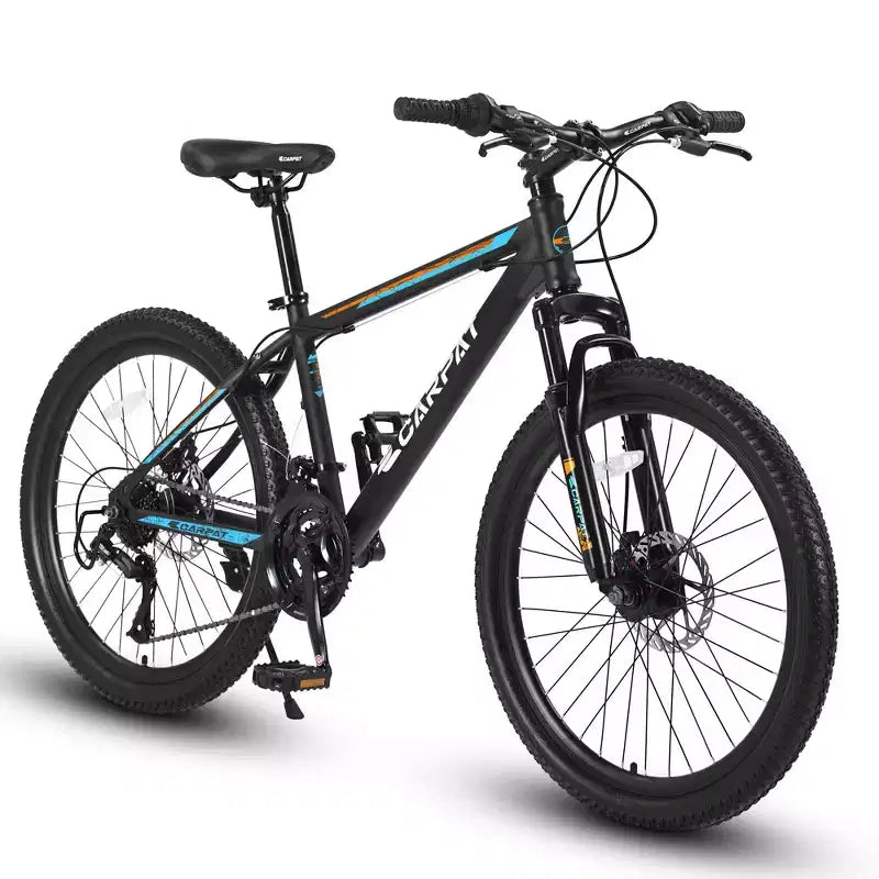 Bicicleta de montaña Okak de 26 pulgadas con 21 velocidades y frenos de disco, bicicleta de tierra para niños con cuadro de acero de alto carbono, bicicleta para hombres, adultos y adolescentes