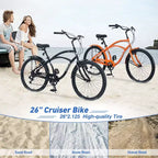 Bicicleta de paseo Okak de 26 pulgadas con sistema de 7 velocidades, bicicleta para hombre con frenos V delanteros y traseros, bicicleta con cuadro de metal para adolescentes y adultos
