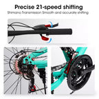 Bicicleta de montaña Okak de 26 pulgadas con amortiguador delantero y trasero, bicicleta de 21 velocidades para adultos con cuadro de acero, bicicleta para hombres, adolescentes y adultos, azul