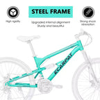 Bicicleta de montaña Okak de 26 pulgadas con amortiguador delantero y trasero, bicicleta de 21 velocidades para adultos con cuadro de acero, bicicleta para hombres, adolescentes y adultos, azul