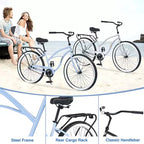 Okak Bicicletas Cruiser de Una Sola Velocidad de 26 pulgadas con Cuadro de Acero, Bicicleta para Adultos con Ruedas Anchas y Freno Contrapedal Trasero, Bicicleta para Hombres y Mujeres