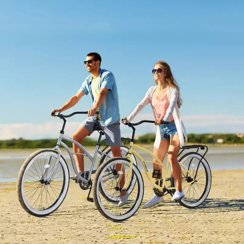 Okak Bicicletas Cruiser de Una Sola Velocidad de 26 pulgadas con Cuadro de Acero, Bicicleta para Adultos con Ruedas Anchas y Freno Contrapedal Trasero, Bicicleta para Hombres y Mujeres