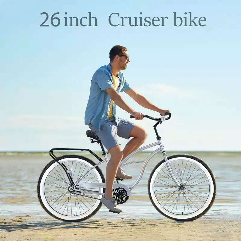 Okak Bicicletas Cruiser de Una Sola Velocidad de 26 pulgadas con Cuadro de Acero, Bicicleta para Adultos con Ruedas Anchas y Freno Contrapedal Trasero, Bicicleta para Hombres y Mujeres