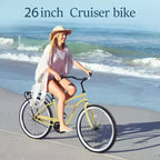 Okak Bicicletas Cruiser de Una Sola Velocidad de 26 pulgadas con Cuadro de Acero, Bicicleta para Adultos con Ruedas Anchas y Freno Contrapedal Trasero, Bicicleta para Hombres y Mujeres