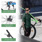 Bicicleta de adulto Okak de 26 pulgadas con 24 velocidades y horquilla de suspensión, bicicleta de montaña con neumáticos KENDA y freno de disco, bicicleta de neumáticos gruesos para hombres y mujeres