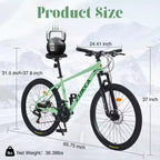 Bicicleta de adulto Okak de 26 pulgadas con 24 velocidades y horquilla de suspensión, bicicleta de montaña con neumáticos KENDA y freno de disco, bicicleta de neumáticos gruesos para hombres y mujeres