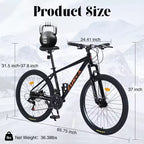 Bicicleta de adulto Okak de 26 pulgadas con 24 velocidades y horquilla de suspensión, bicicleta de montaña con neumáticos KENDA y freno de disco, bicicleta de neumáticos gruesos para hombres y mujeres
