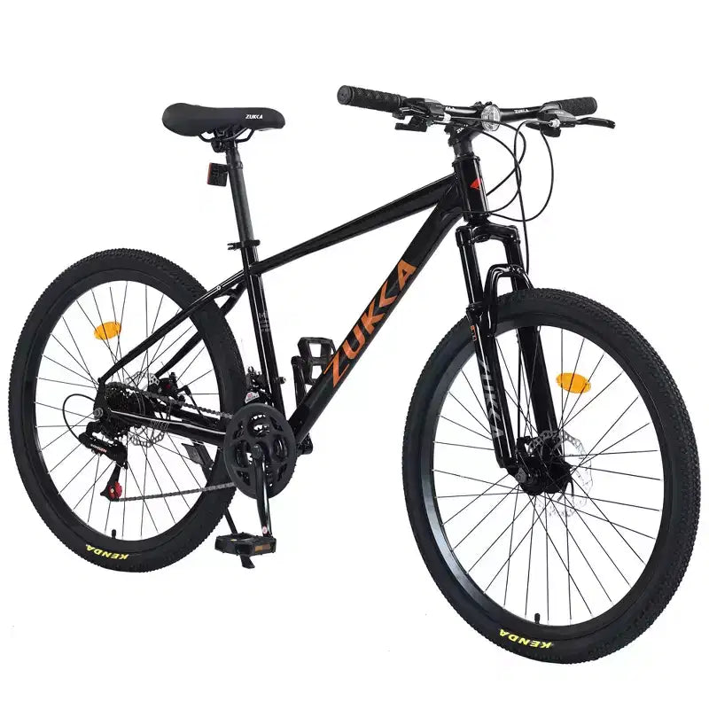 Bicicleta de adulto Okak de 26 pulgadas con 24 velocidades y horquilla de suspensión, bicicleta de montaña con neumáticos KENDA y freno de disco, bicicleta de neumáticos gruesos para hombres y mujeres