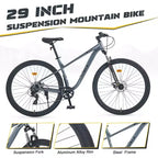 Bicicleta de montaña Okak de 29 pulgadas con sistema de 8 velocidades, bicicleta de cross con cuadro de acero y suspensión delantera, bicicleta para adultos para hombres, mujeres, niños y niñas