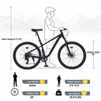Bicicleta de montaña Okak de 29 pulgadas con sistema de 8 velocidades, bicicleta de cross con cuadro de acero y suspensión delantera, bicicleta para adultos para hombres, mujeres, niños y niñas