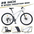 Bicicleta de montaña Okak de 29 pulgadas con sistema de 8 velocidades, bicicleta de cross con cuadro de acero y suspensión delantera, bicicleta para adultos para hombres, mujeres, niños y niñas