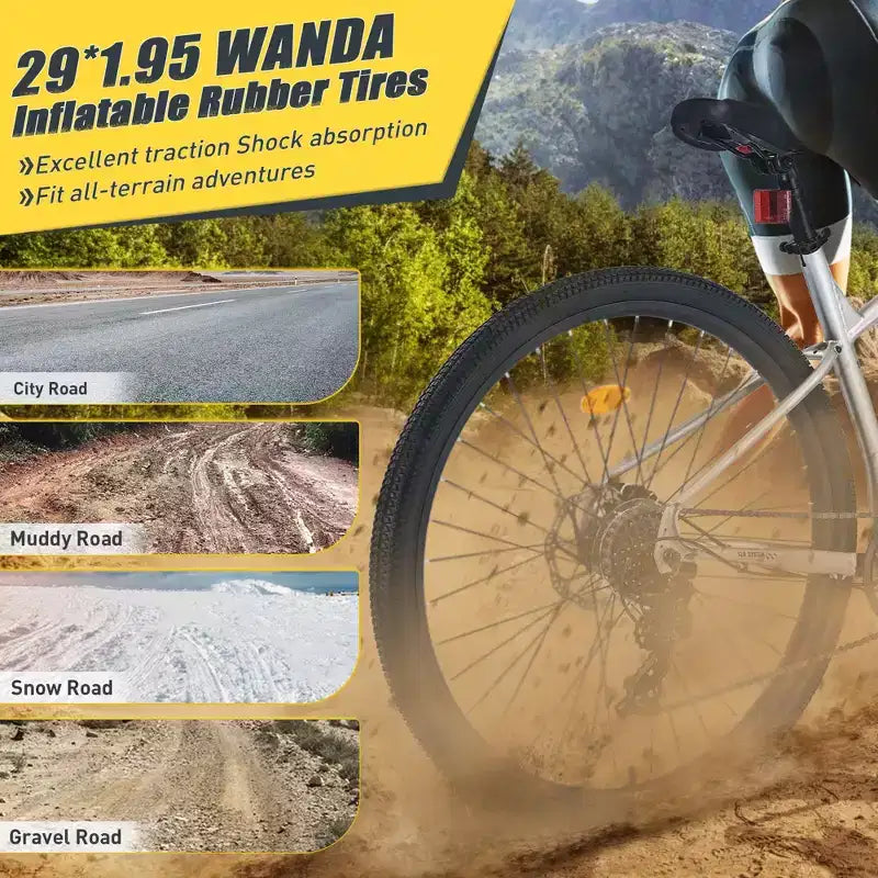 Bicicleta de montaña Okak de 29 pulgadas con sistema de 8 velocidades, bicicleta de cross con cuadro de acero y suspensión delantera, bicicleta para adultos para hombres, mujeres, niños y niñas