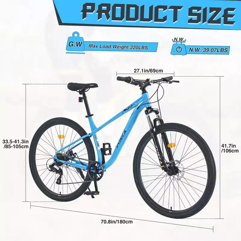 Bicicleta de montaña Okak de 29 pulgadas con sistema de 8 velocidades, bicicleta de cross con cuadro de acero y suspensión delantera, bicicleta para adultos para hombres, mujeres, niños y niñas