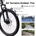 Okak Bicicleta de montaña de 26 pulgadas con frenos de disco, bicicleta para adultos de 21 velocidades con cuadro duradero y doble absorción trasera, bicicleta para ciclismo en carretera urbana