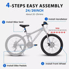 Okak Bicicleta de montaña de 26 pulgadas con frenos de disco, bicicleta para adultos de 21 velocidades con cuadro duradero y doble absorción trasera, bicicleta para ciclismo en carretera urbana