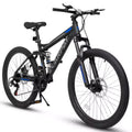 Okak Bicicleta de montaña de 26 pulgadas con frenos de disco, bicicleta para adultos de 21 velocidades con cuadro duradero y doble absorción trasera, bicicleta para ciclismo en carretera urbana