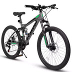 Bicicleta de montaña Okak de 27.5 pulgadas con doble amortiguador delantero y trasero, bicicleta de cross de 21 velocidades con freno de disco mecánico, bicicleta para adultos para hombres y mujeres
