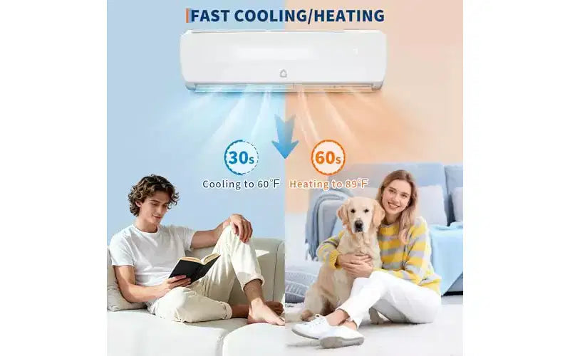 Garvee Aire acondicionado mini split sin ductos y bomba de calor de 12000 BTU, 3 en 1 todo en uno, enfriamiento, calefacción y deshumidificador, kit de tubería precargado de 10 pies