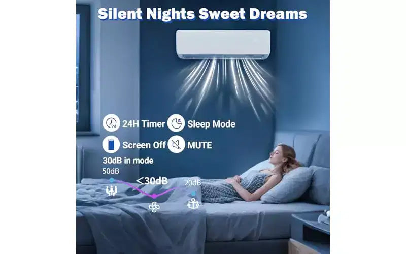 Garvee 12000 BTU Mini Split AC con WiFi compatible con Alexa 19 SEER2, enfría hasta 70 m², con bomba de calor de 1 tonelada precargada y kit de instalación, ultra silencioso