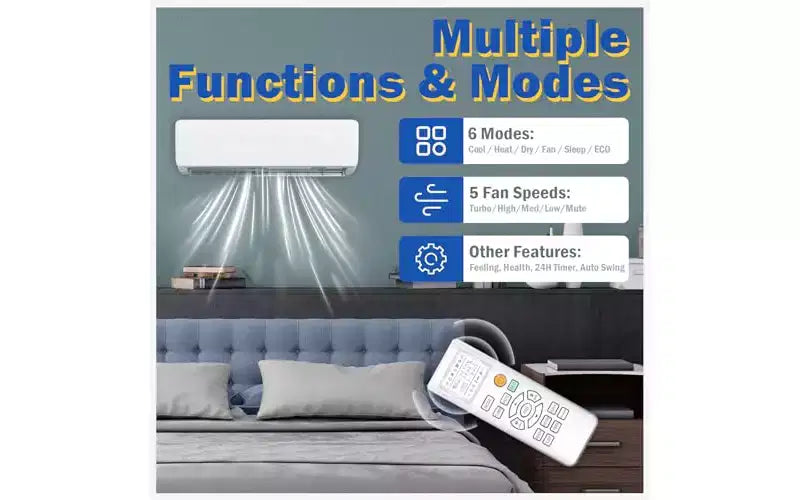 Garvee 12000 BTU Mini Split AC con WiFi compatible con Alexa 19 SEER2, enfría hasta 70 m², con bomba de calor de 1 tonelada precargada y kit de instalación, ultra silencioso