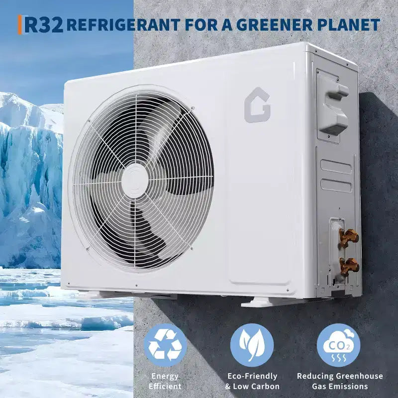 Aire Acondicionado Silencioso Garvee Split | 9000 BTU 3 en 1 Refrigeración/Calefacción/Deshumidificador | Bomba de Calor Inverter 115V | Kit de Líneas Pre-cargadas de 10 pies, Blanco