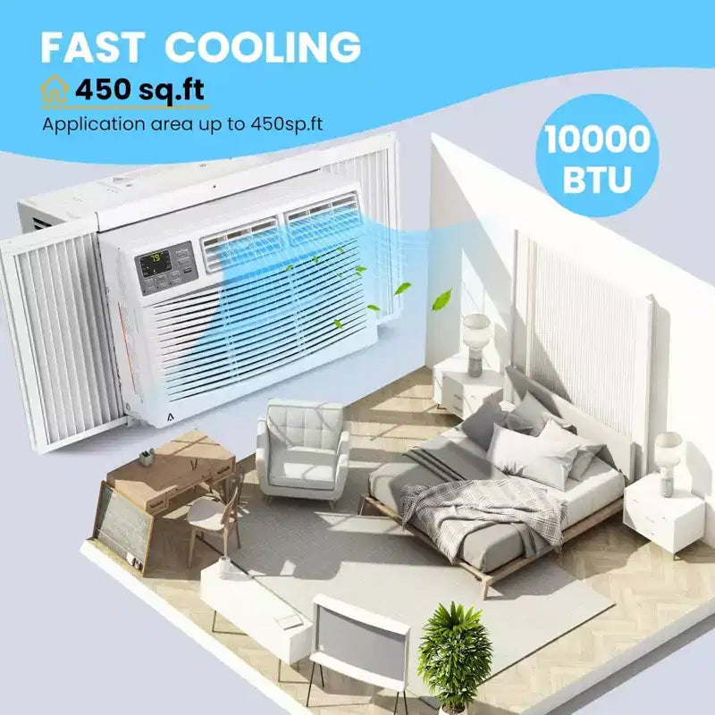 Acondicionador de aire de ventana pequeño GustoWave, blanco, nuevo