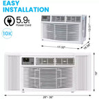 Acondicionador de aire de ventana pequeño GustoWave, blanco, nuevo
