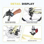 Bicicletas de crucero Okak de 24 pulgadas con cesta grande, bicicleta para adultos de 6 velocidades con cuadro de acero y freno de disco, bicicleta de cercanías para hombres y mujeres