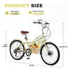 Bicicletas de crucero Okak de 24 pulgadas con cesta grande, bicicleta para adultos de 6 velocidades con cuadro de acero y freno de disco, bicicleta de cercanías para hombres y mujeres