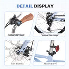 Bicicletas de crucero Okak de 24 pulgadas con cesta grande, bicicleta para adultos de 6 velocidades con cuadro de acero y freno de disco, bicicleta de cercanías para hombres y mujeres