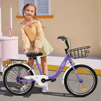 Bicicleta infantil Okak de 20 pulgadas con cuadro de acero ligero, bicicletas de crucero para niños con freno de contrapedal y freno en V, minibicicleta con protector de cadena y portaequipajes trasero