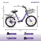 Bicicleta infantil Okak de 20 pulgadas con cuadro de acero ligero, bicicletas de crucero para niños con freno de contrapedal y freno en V, minibicicleta con protector de cadena y portaequipajes trasero
